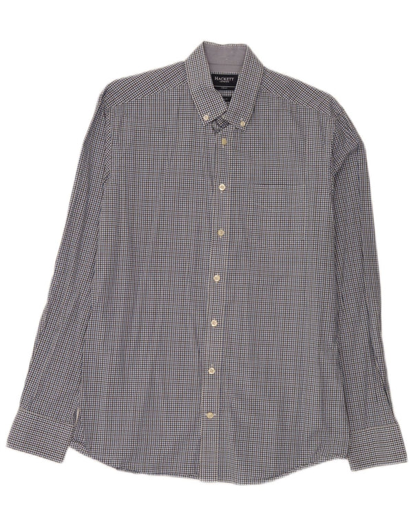 Hackett Mens Slim Fit Shirt Medium Blue Gingham Cotton