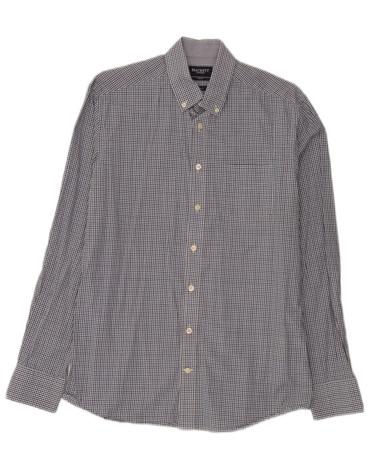 Hackett Mens Slim Fit Shirt Medium Blue Gingham Cotton