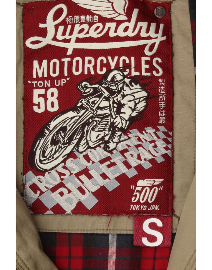 Superdry Womens Motorstyle Graphic Quilted Jacket UK 10 Small Khaki