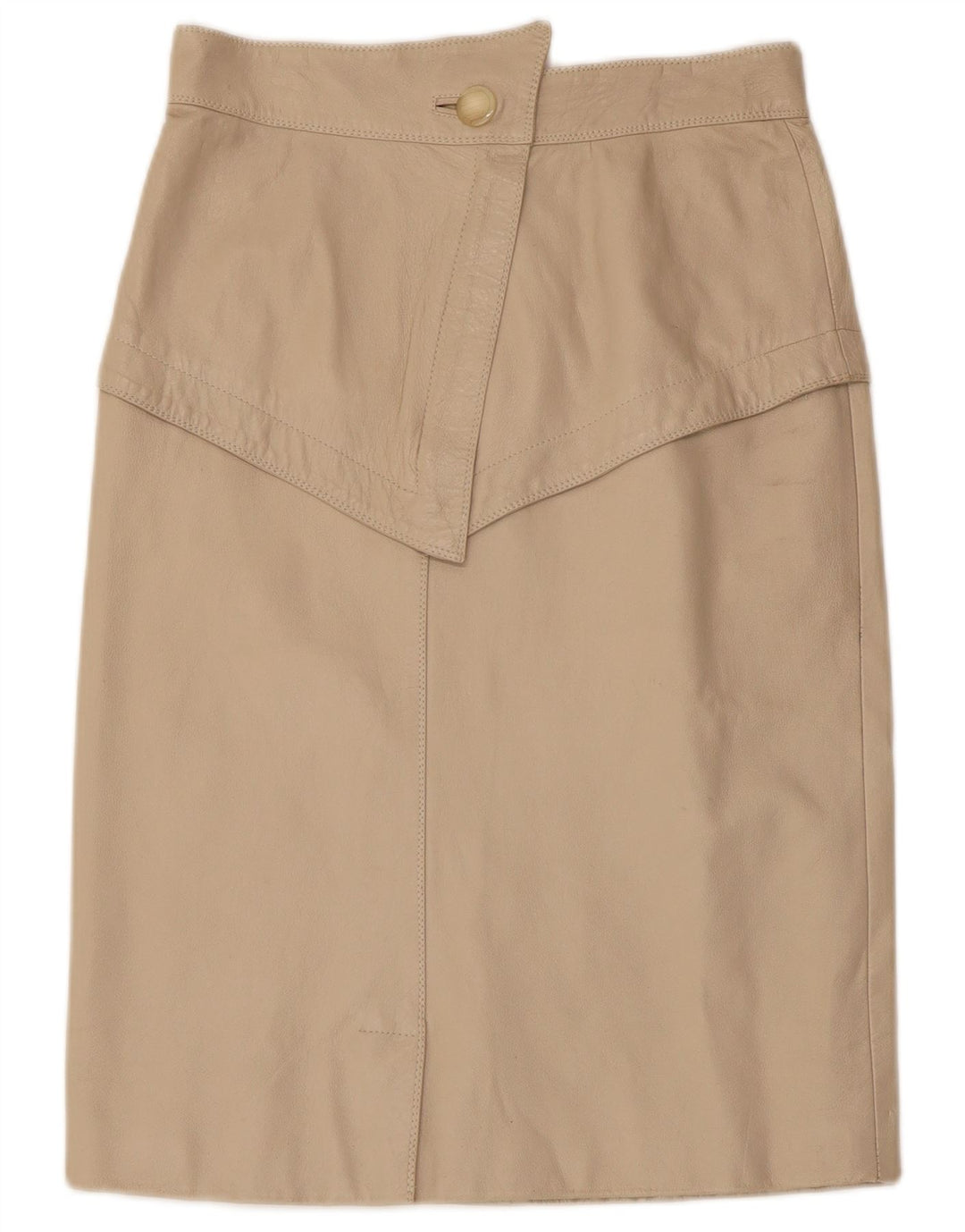 Vintage Womens Leather Skirt W28 Medium Beige