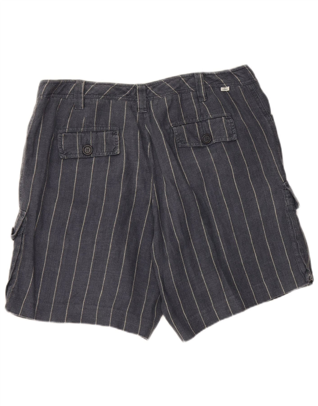 CERRUTI 1881 Womens Cargo Shorts IT 44 Medium W34  Navy Blue Striped Linen