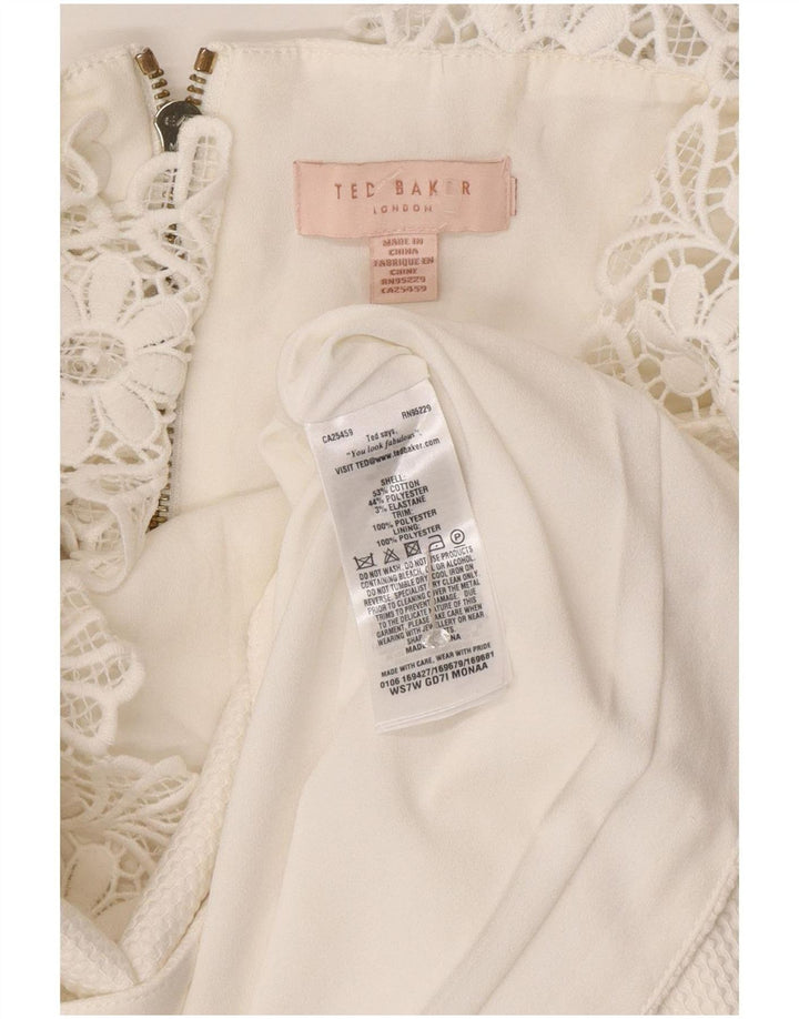 Ted Baker Womens Sleeveless A-Line Dress UK 4 XS White Polyester