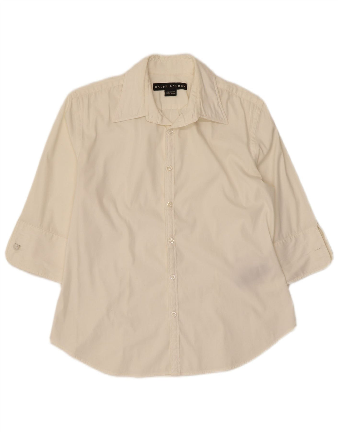 RALPH LAUREN Womens 3/4 Sleeve Shirt UK 14 Medium White Cotton