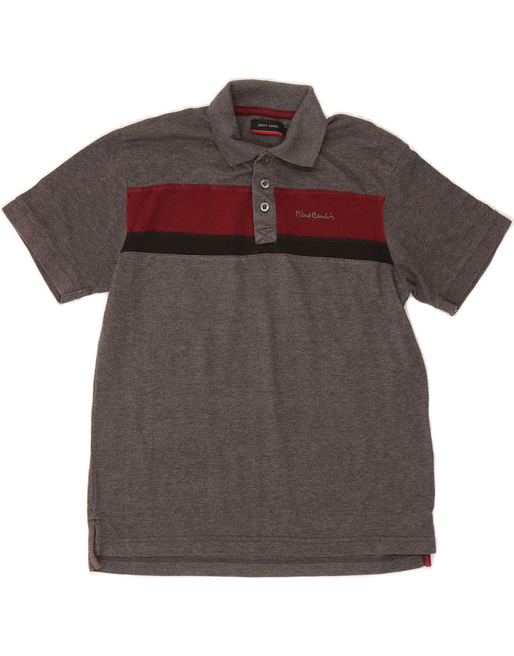 PIERRE CARDIN Mens Polo Shirt Small Grey Colourblock Polyester Vintage Pierre Cardin and Second-Hand Pierre Cardin from Messina Hembry 