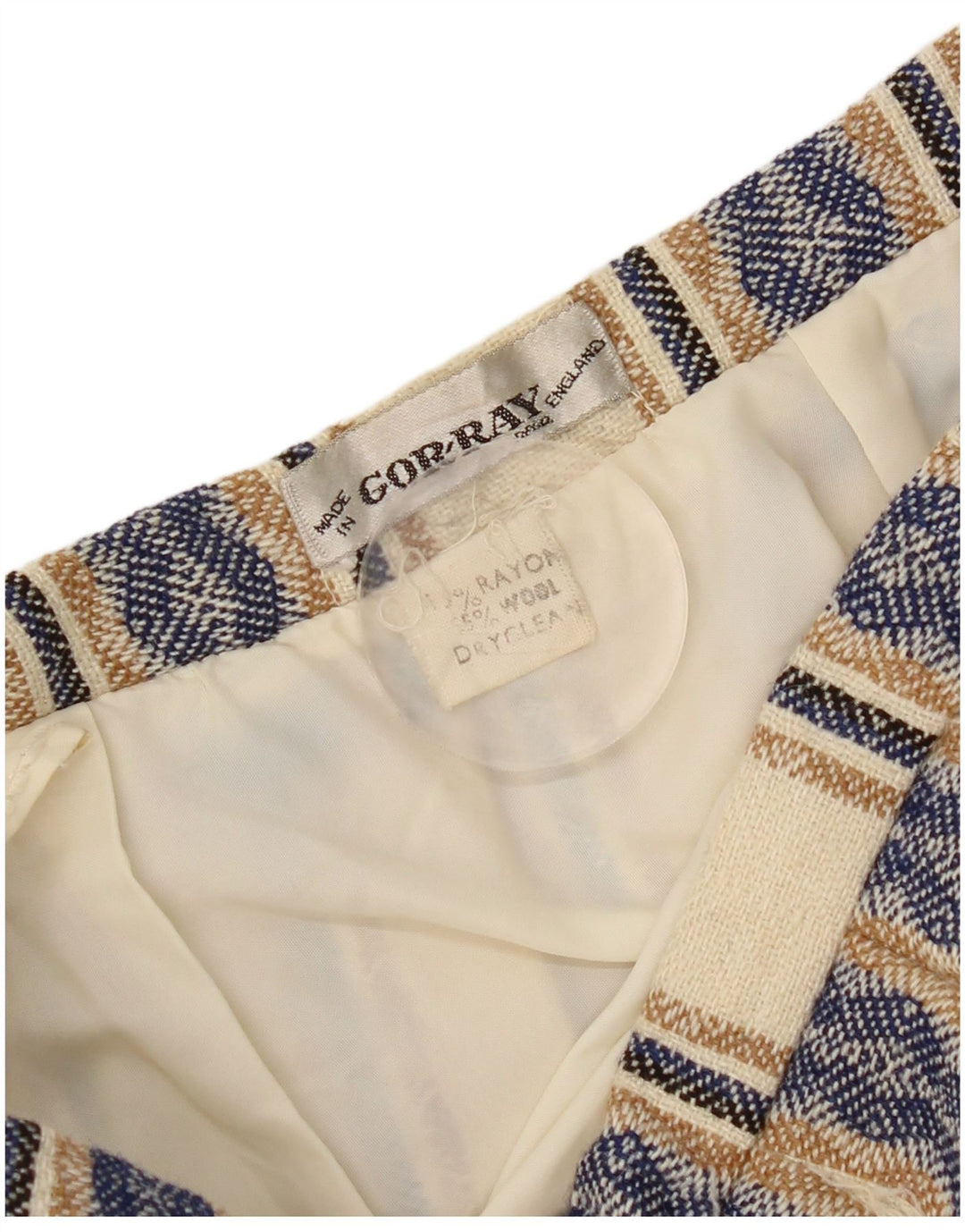 Gor-Ray Womens Knife Pleated Skirt W26 Small Blue Striped Rayon