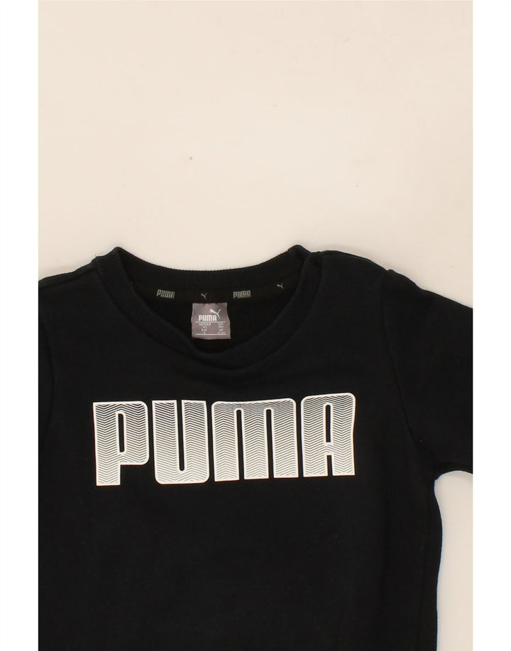 PUMA Boys Graphic Sweatshirt Jumper 3-4 Years Black Vintage Puma and Second-Hand Puma from Messina Hembry 