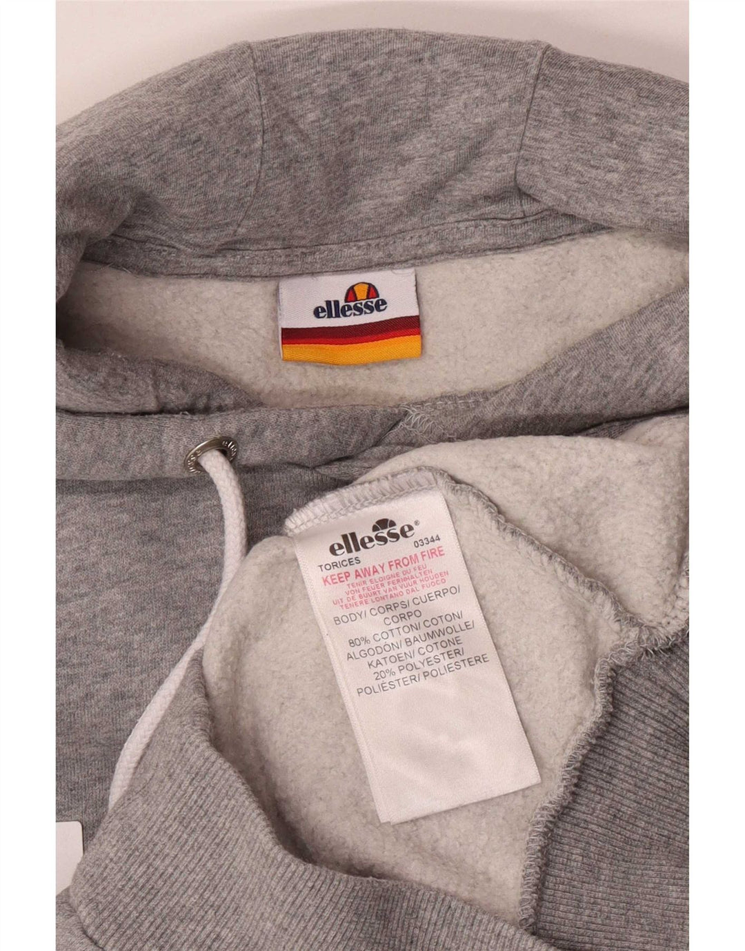 Ellesse Mens Graphic Regular Fit Hoodie Jumper Small Grey Cotton