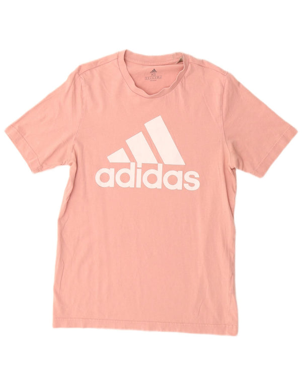 ADIDAS Womens Graphic T-Shirt Top UK 6 XS Pink Cotton