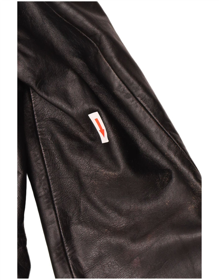 Vintage Womens Leather Jacket UK 10 Small Black Leather