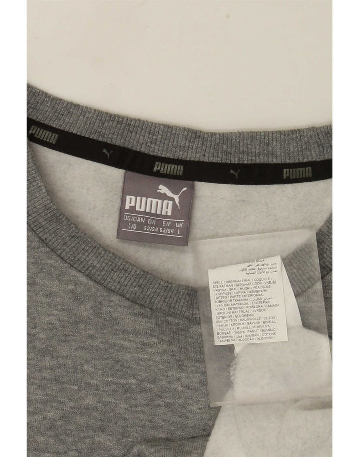 PUMA Mens Graphic Sweatshirt Jumper Large Grey Flecked Cotton