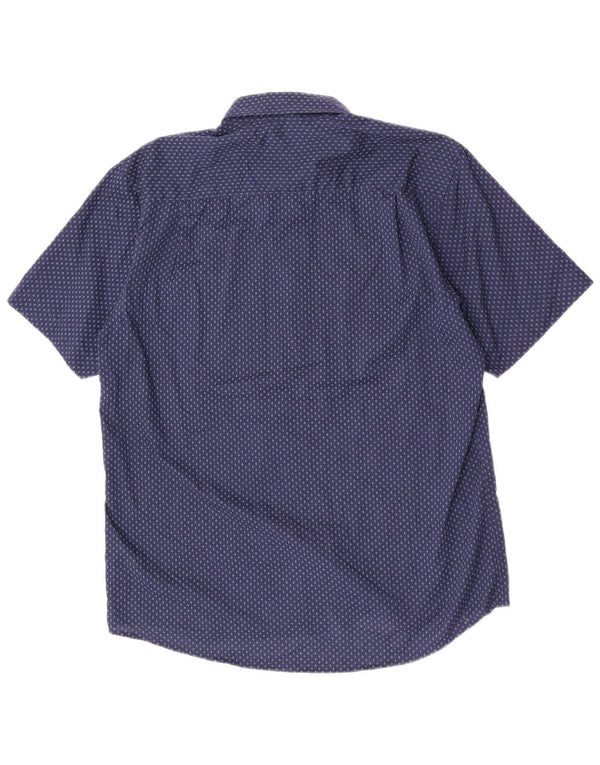 Pierre Cardin Mens Short Sleeve Regular Fit Shirt XL Navy Blue Geometric