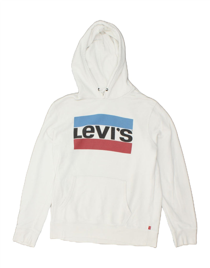 LEVI'S Mens Graphic Hoodie Jumper Medium White Cotton | Vintage Levi's | Thrift | Second-Hand Levi's | Used Clothing | Messina Hembry 