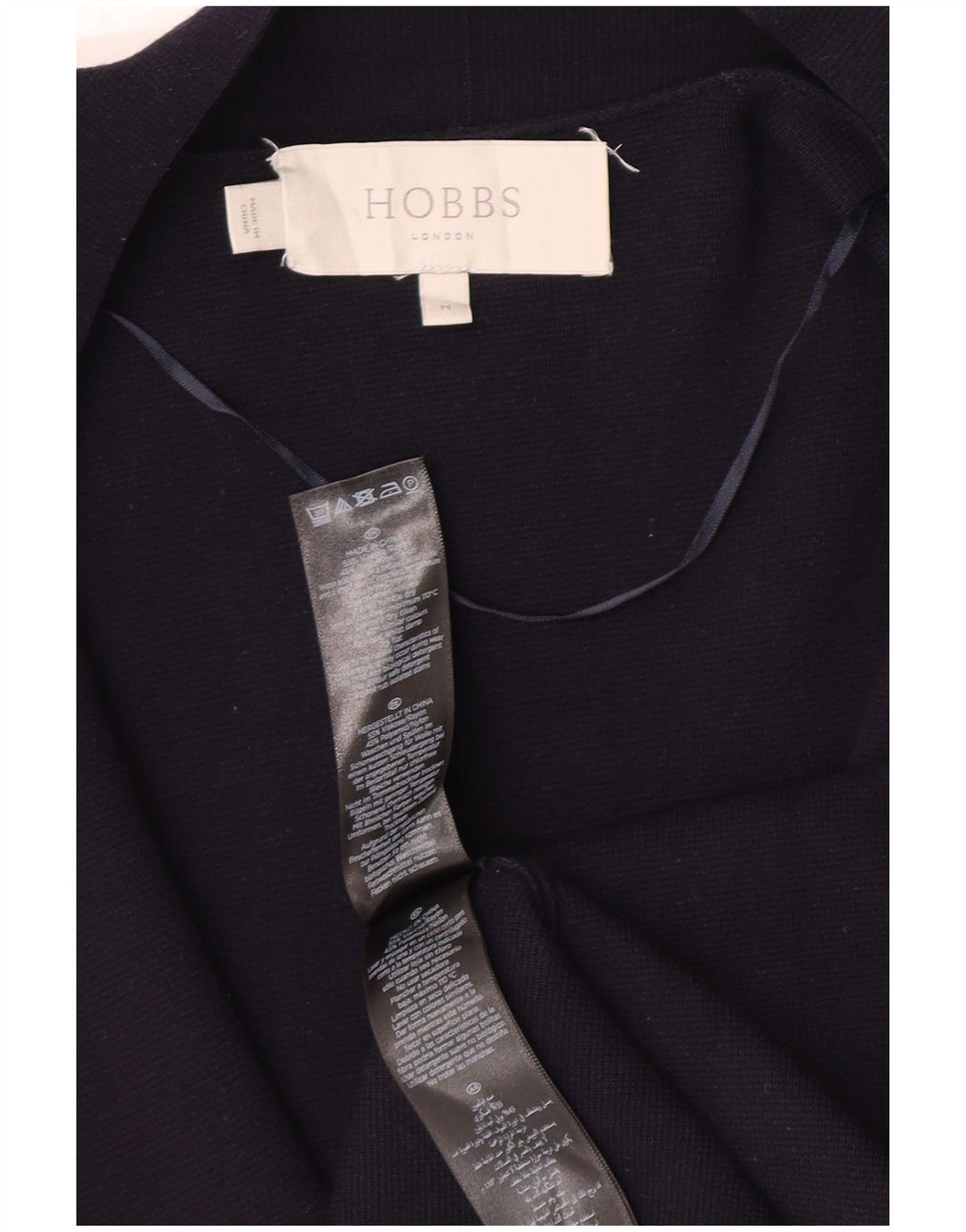 Hobbs Womens Longline Open Cardigan Sweater UK 14 Medium Navy Blue Viscose