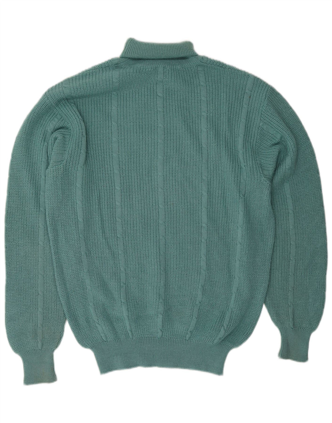 Vintage Mens Roll Neck Jumper Sweater Large Green