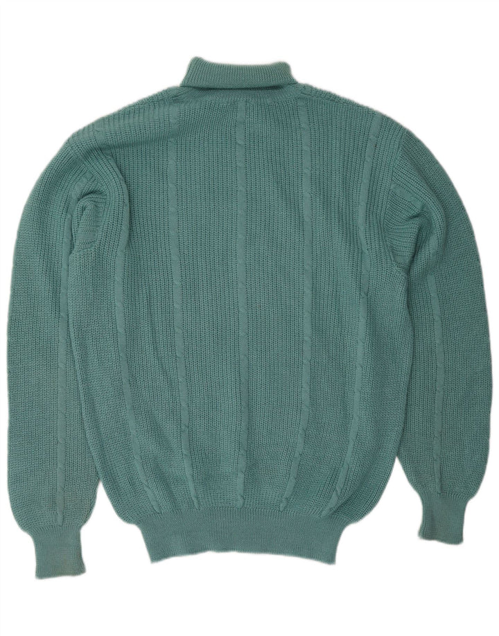 Vintage Mens Roll Neck Jumper Sweater Large Green