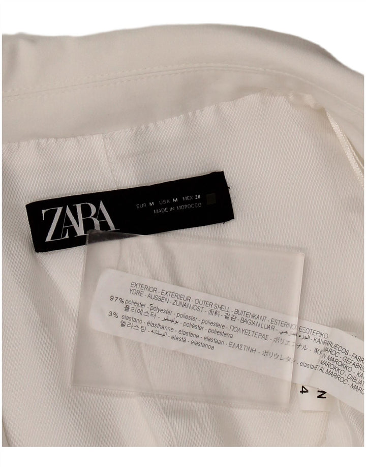 ZARA Womens 3/4 Sleeve Open Blazer Jacket UK 14 Medium White Polyester