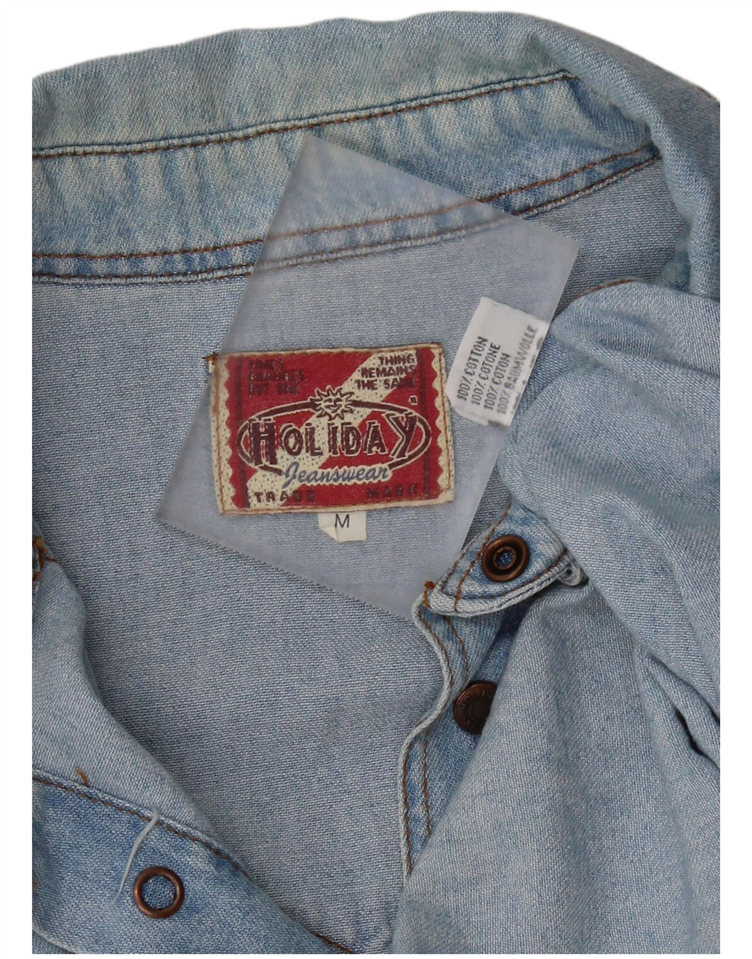 HOLIDAY Mens Denim Shirt Medium Blue Cotton