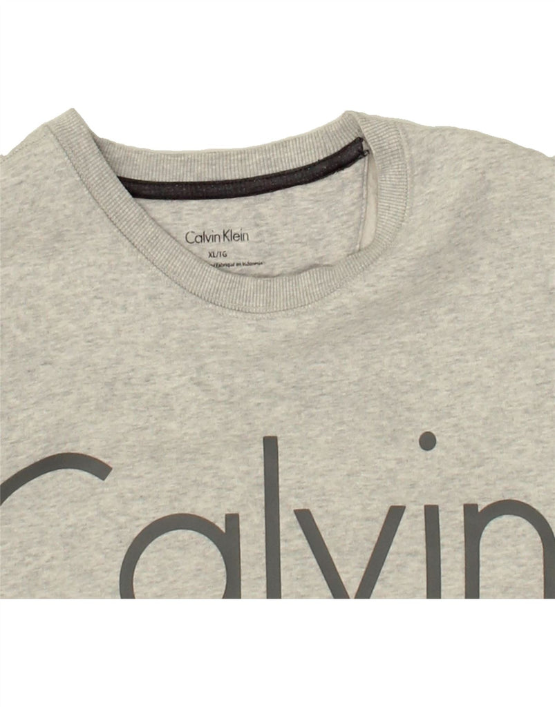 CALVIN KLEIN Womens Graphic Sweatshirt Jumper UK 18 XL Grey Cotton | Vintage Calvin Klein | Thrift | Second-Hand Calvin Klein | Used Clothing | Messina Hembry 