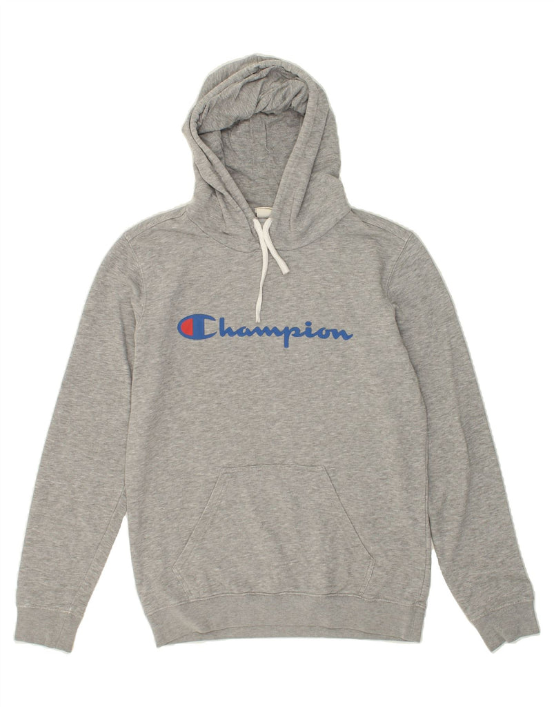 CHAMPION Mens Graphic Hoodie Jumper Small Grey Cotton | Vintage Champion | Thrift | Second-Hand Champion | Used Clothing | Messina Hembry 