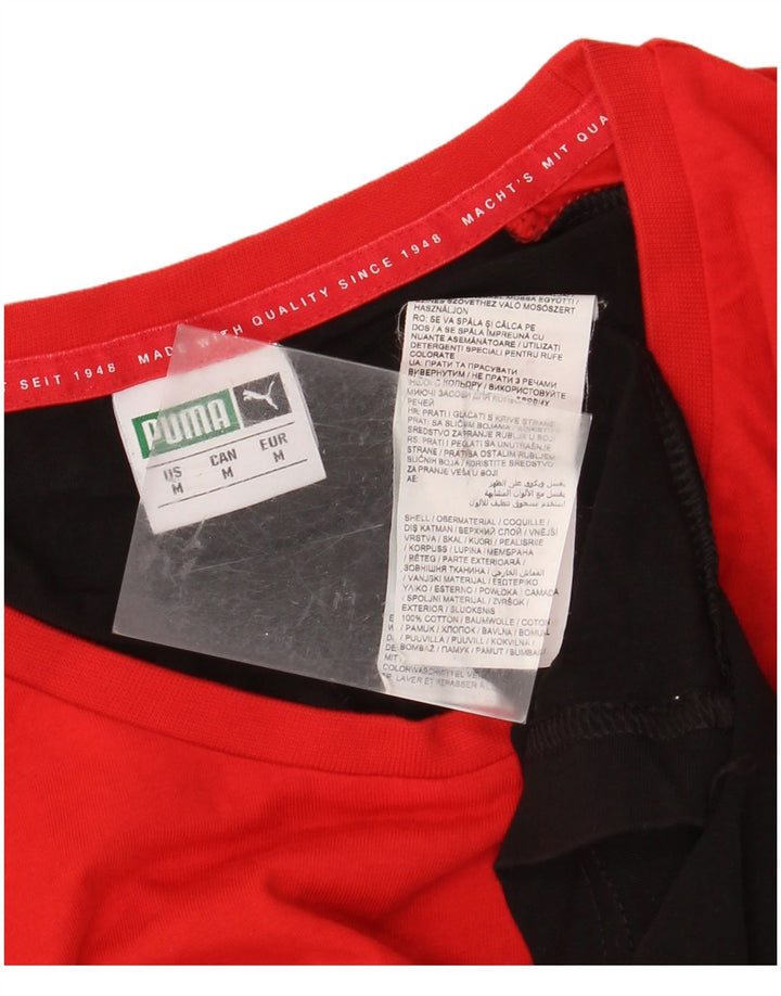 PUMA Mens T-Shirt Top Medium Black Colourblock Cotton