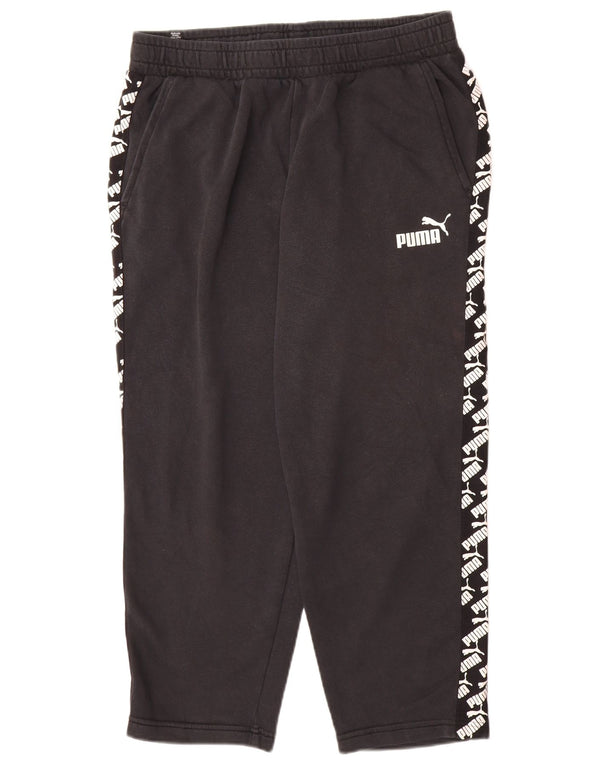 Puma Mens Graphic Crop Tracksuit Trousers Joggers Large Black
