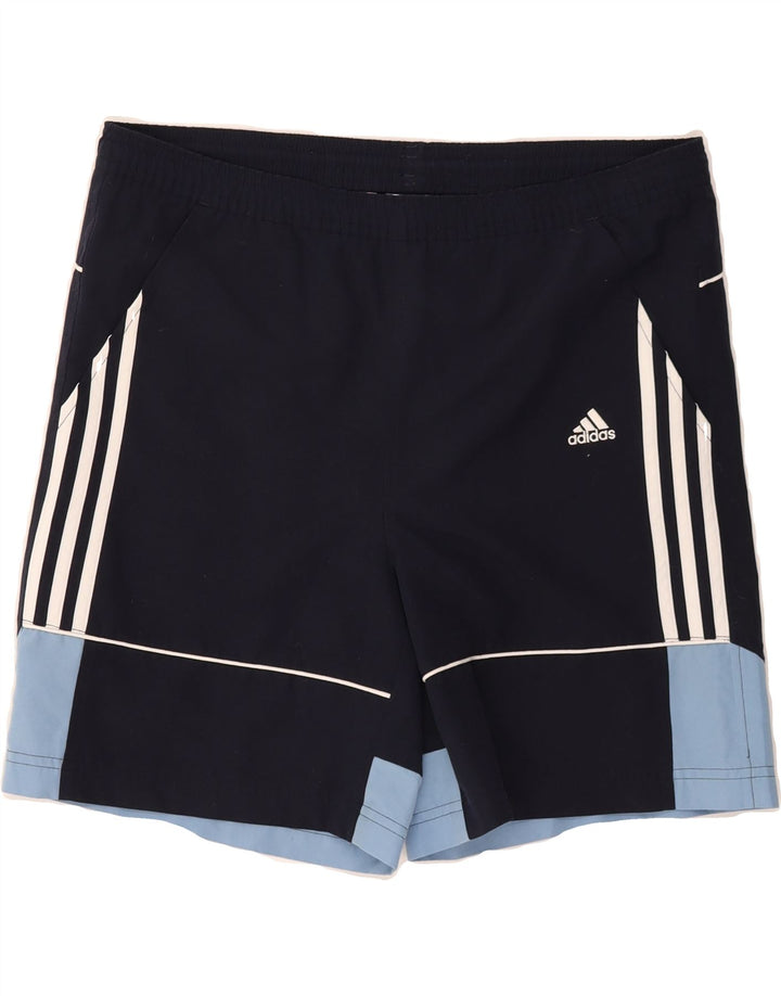 ADIDAS Boys Sport Shorts 13-14 Years  Navy Blue Colourblock Polyester Vintage Adidas and Second-Hand Adidas from Messina Hembry 