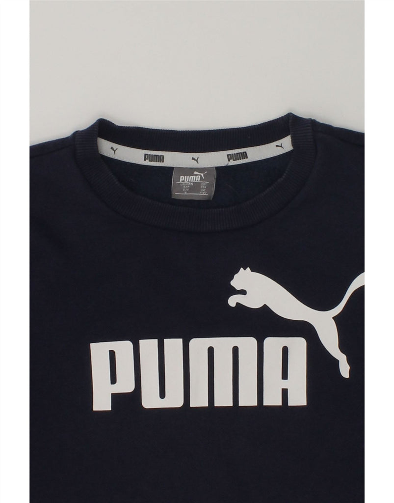 PUMA Boys Graphic Hoodie Jumper 7-8 Years Navy Blue Cotton | Vintage Puma | Thrift | Second-Hand Puma | Used Clothing | Messina Hembry 