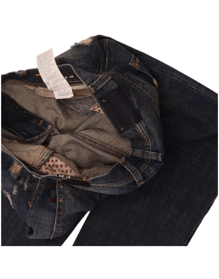 Sisley Womens Stockholm Distressed Slim Jeans  W32 L34 Blue Cotton