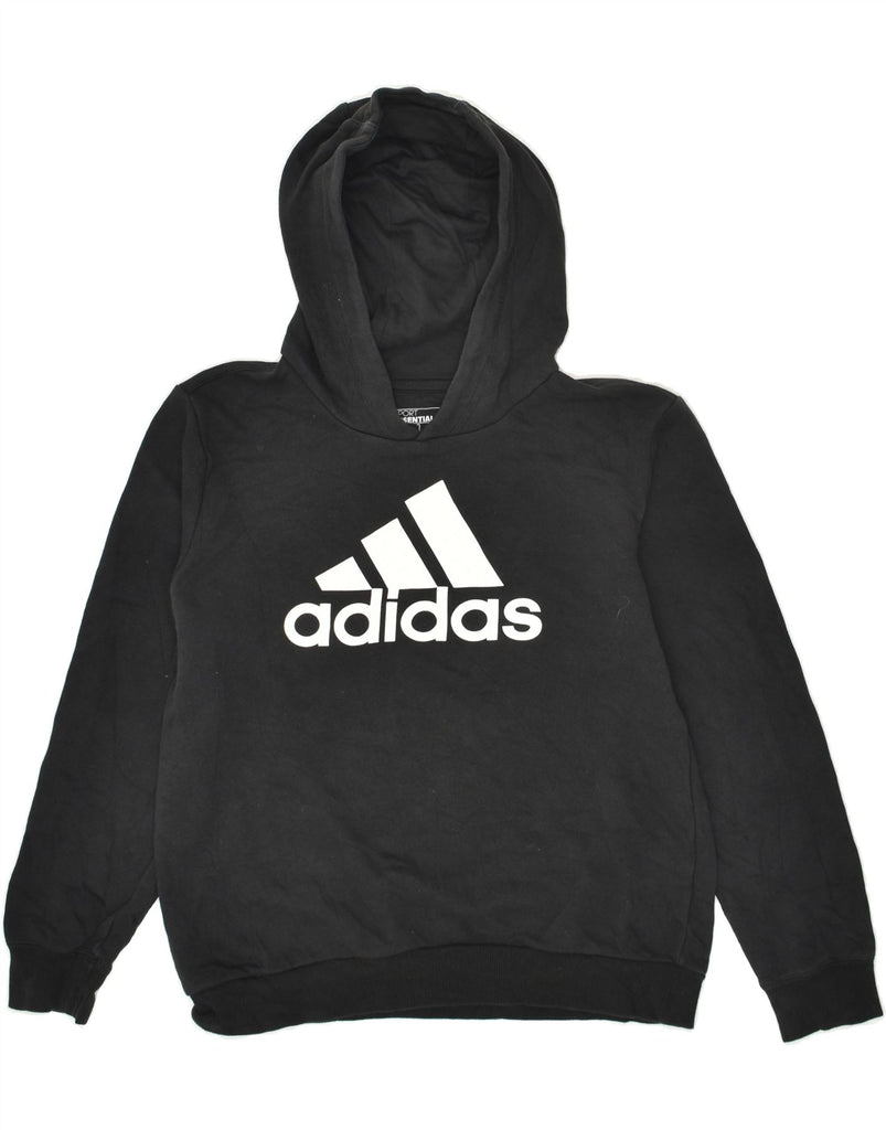 ADIDAS Boys Graphic Hoodie Jumper 13-14 Years Black Cotton | Vintage Adidas | Thrift | Second-Hand Adidas | Used Clothing | Messina Hembry 