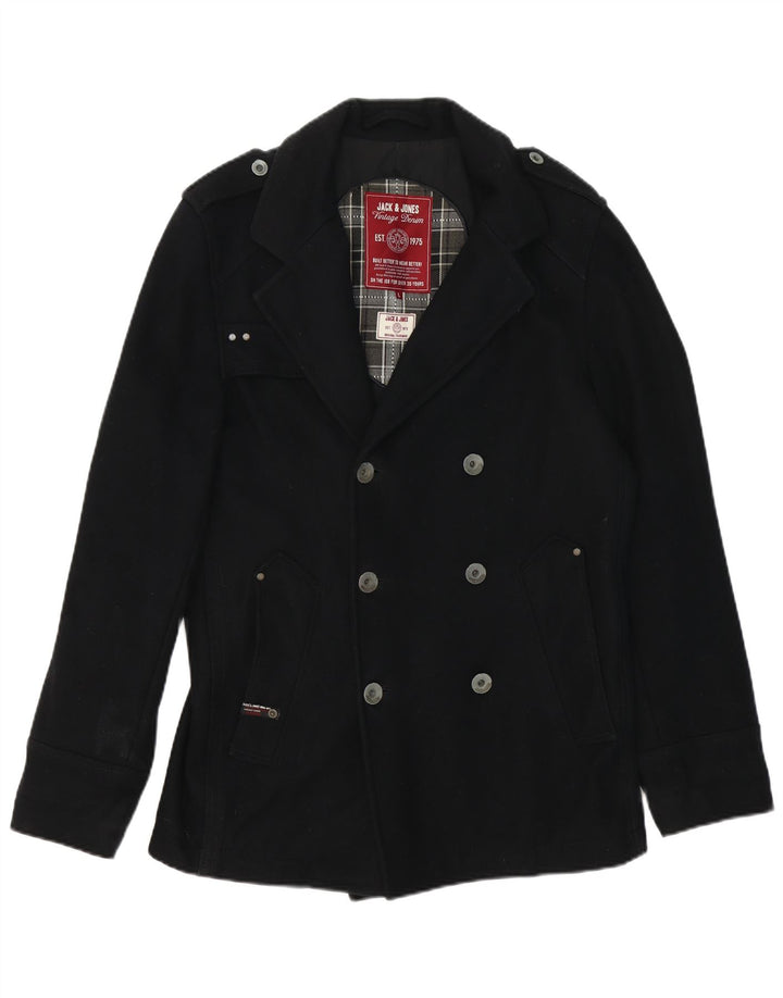 Jack & Jones Mens Pea Coat UK 40 Large Black