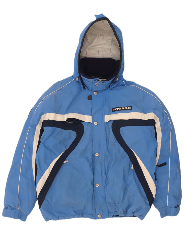 Aesse Mens Hooded Ski Jacket IT 52 XL Blue Colourblock Polyamide