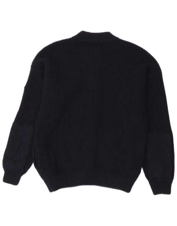 Good Luck Mens Cardigan Sweater Medium Navy Blue Wool