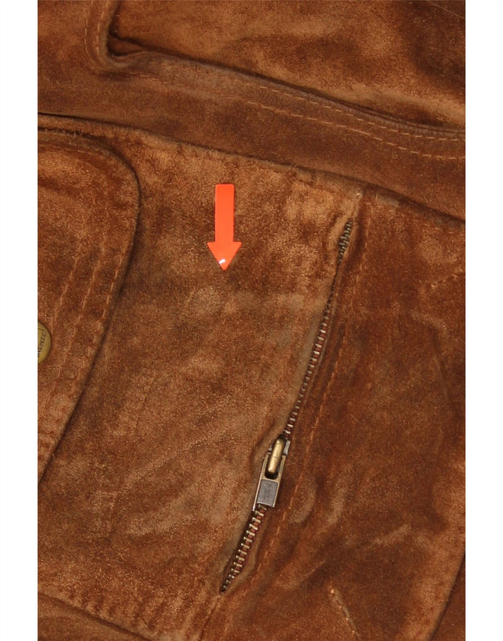 VINTAGE Mens Suede Jacket UK 40 Large Brown Leather