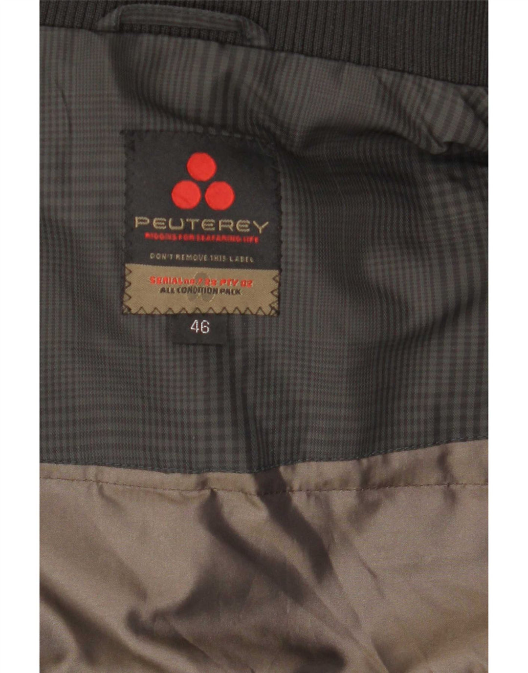 PEUTEREY Mens Bomber Padded Jacket IT 46 Small Grey Houndstooth Polyamide