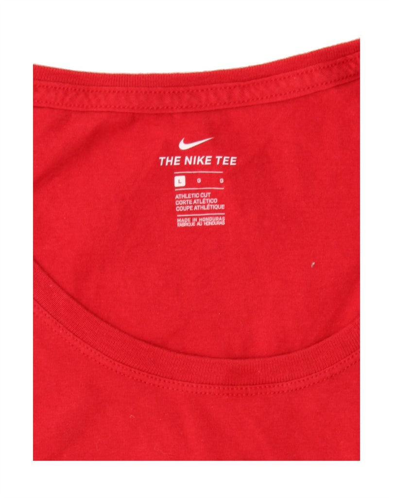 NIKE Womens Athletic Cut T-Shirt Top UK 14 Large Red Cotton Vintage Nike and Second-Hand Nike from Messina Hembry 