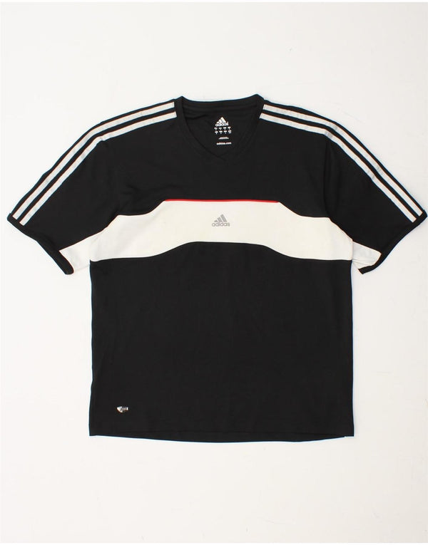 ADIDAS Mens T-Shirt Top Medium Black Colourblock Polyester
