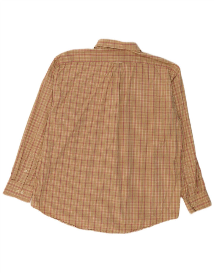 Izod Mens Shirt XL Beige Check Cotton