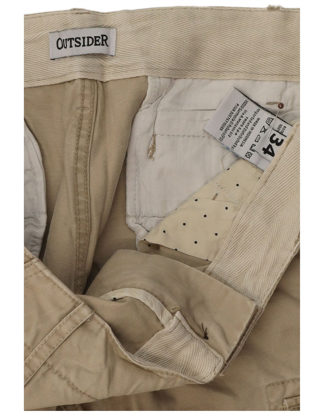 OUTSIDER Mens Cargo Shorts W34 Large  Beige Cotton