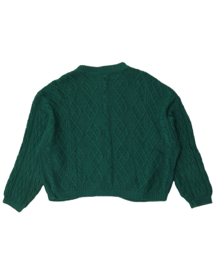 Benetton Womens Cardigan Sweater UK 16 Large Green Wool