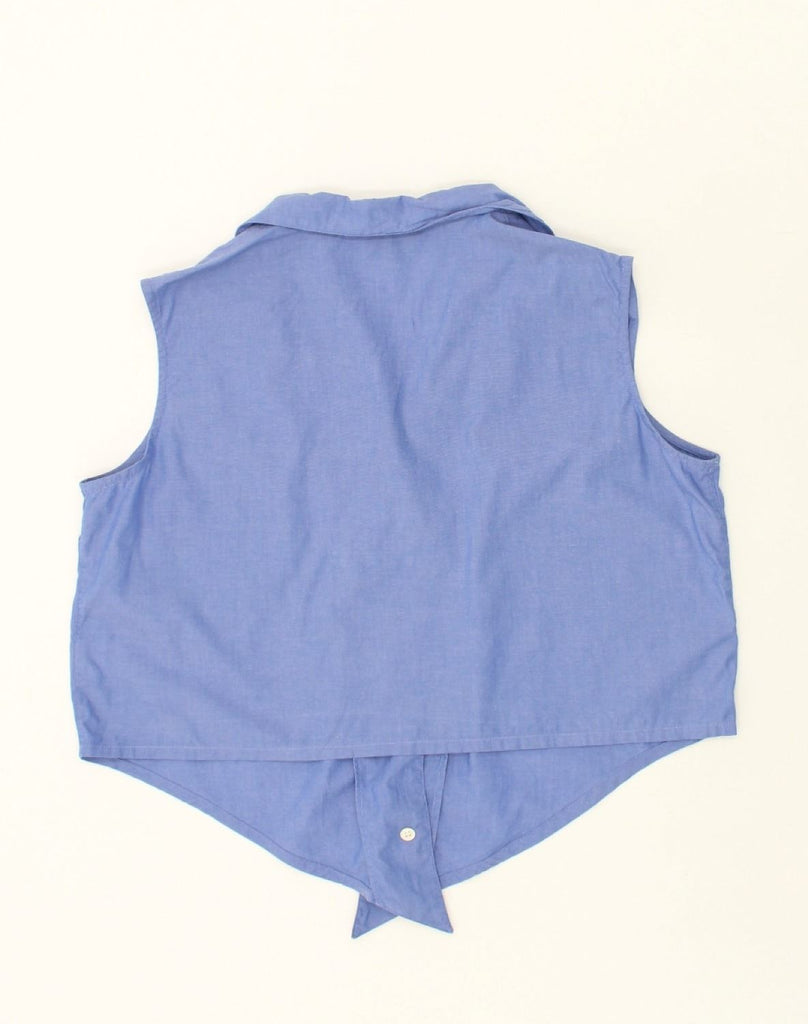 CONTE OF FLORENCE Womens Crop Sleeveless Shirt Blouse UK 12 Medium Blue | Vintage Conte of Florence | Thrift | Second-Hand Conte of Florence | Used Clothing | Messina Hembry 