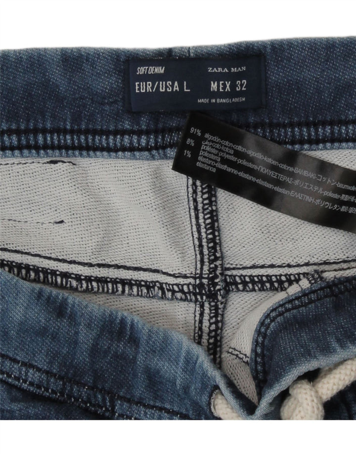 Zara Mens Shorts Large W32 Blue Cotton