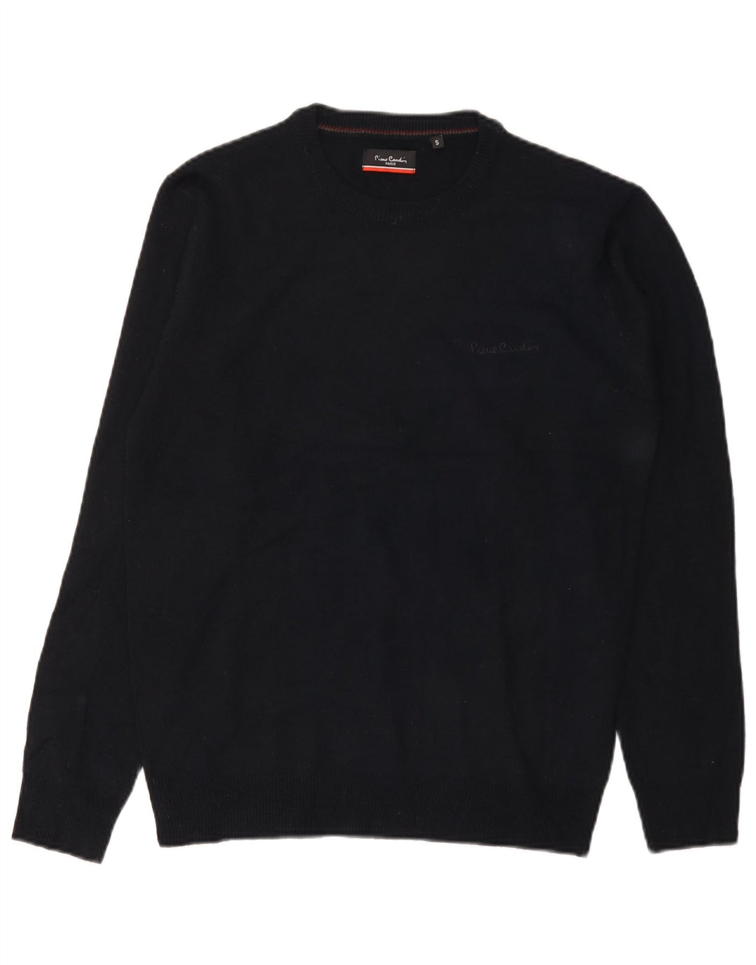 PIERRE CARDIN Mens Crew Neck Jumper Sweater Small Black Acrylic