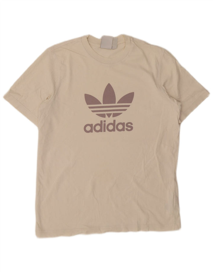 ADIDAS Mens Graphic T-Shirt Top Medium White Cotton