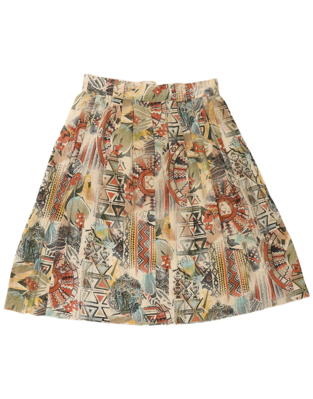 VINTAGE Womens Pleated Skirt UK 16 Large W32 Multicoloured Geometric