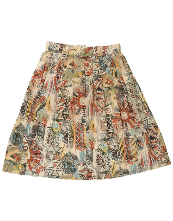 VINTAGE Womens Pleated Skirt UK 16 Large W32 Multicoloured Geometric