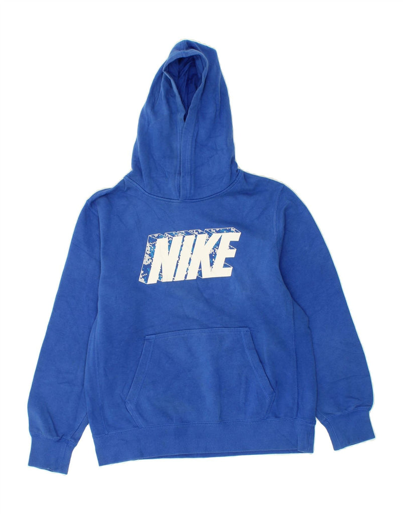 NIKE Boys Graphic Hoodie Jumper 12-13 Years Large Blue Cotton | Vintage Nike | Thrift | Second-Hand Nike | Used Clothing | Messina Hembry 