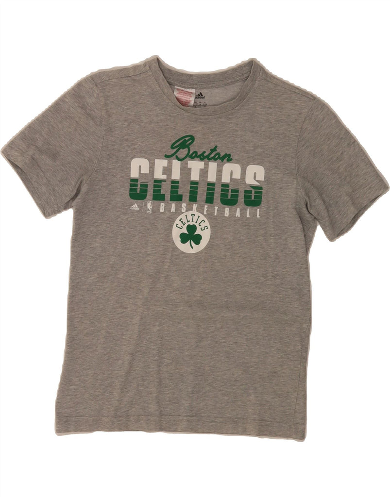 ADIDAS Boys Boston Celtics Graphic T-Shirt Top 11-12 Years Grey Cotton Vintage Adidas and Second-Hand Adidas from Messina Hembry 