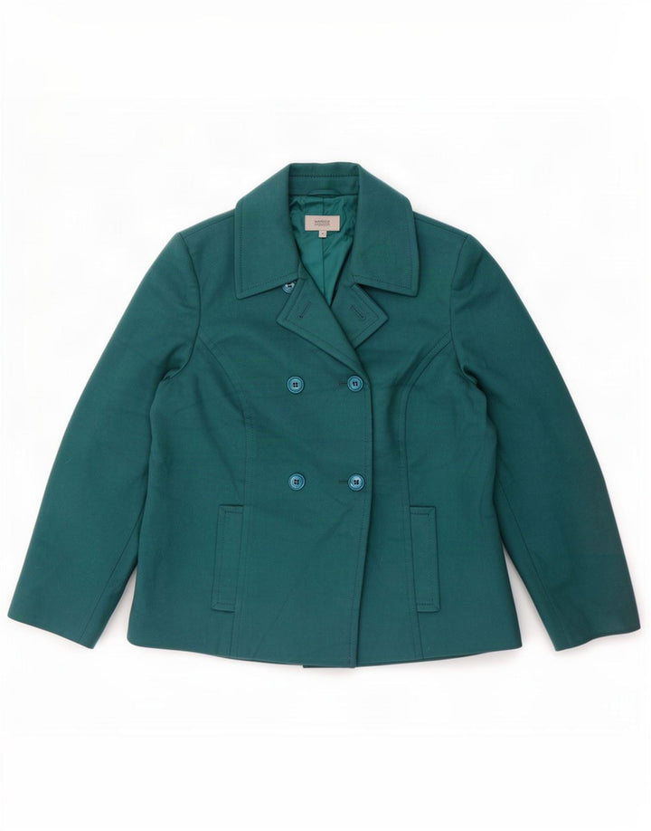 Marks & Spencer Womens Pea Coat UK 16 Large Green Polyester