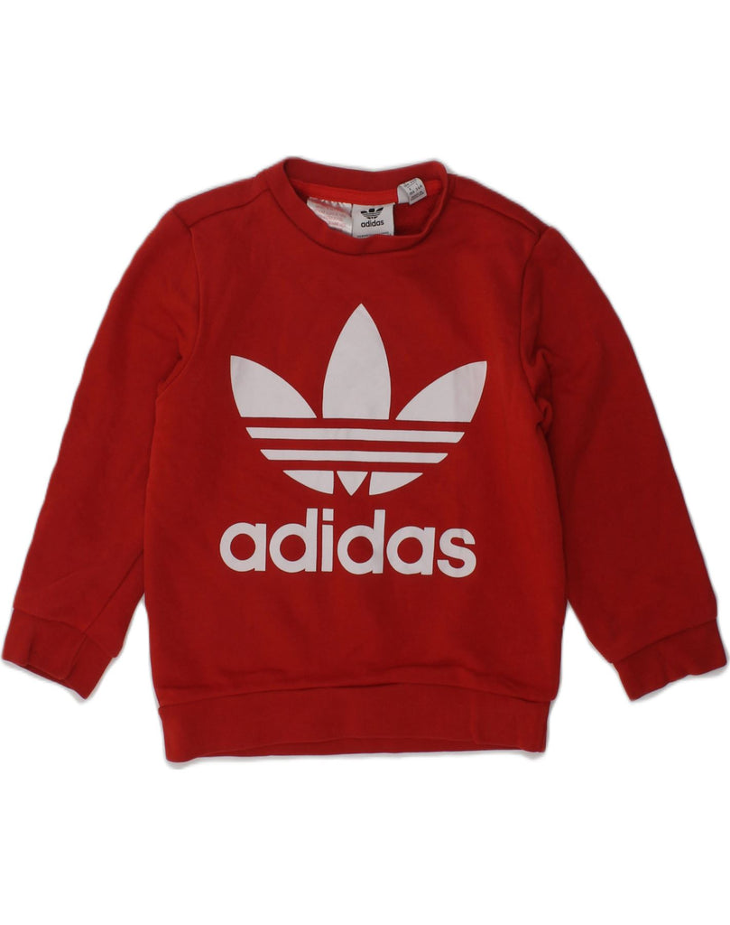 ADIDAS Girls Graphic Sweatshirt Jumper 3-4 Years Red Cotton | Vintage Adidas | Thrift | Second-Hand Adidas | Used Clothing | Messina Hembry 