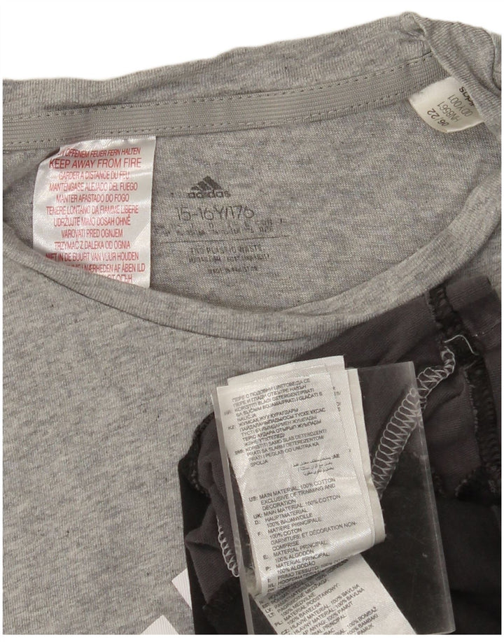 ADIDAS Boys Graphic T-Shirt Top 15-16 Years Grey Colourblock Cotton